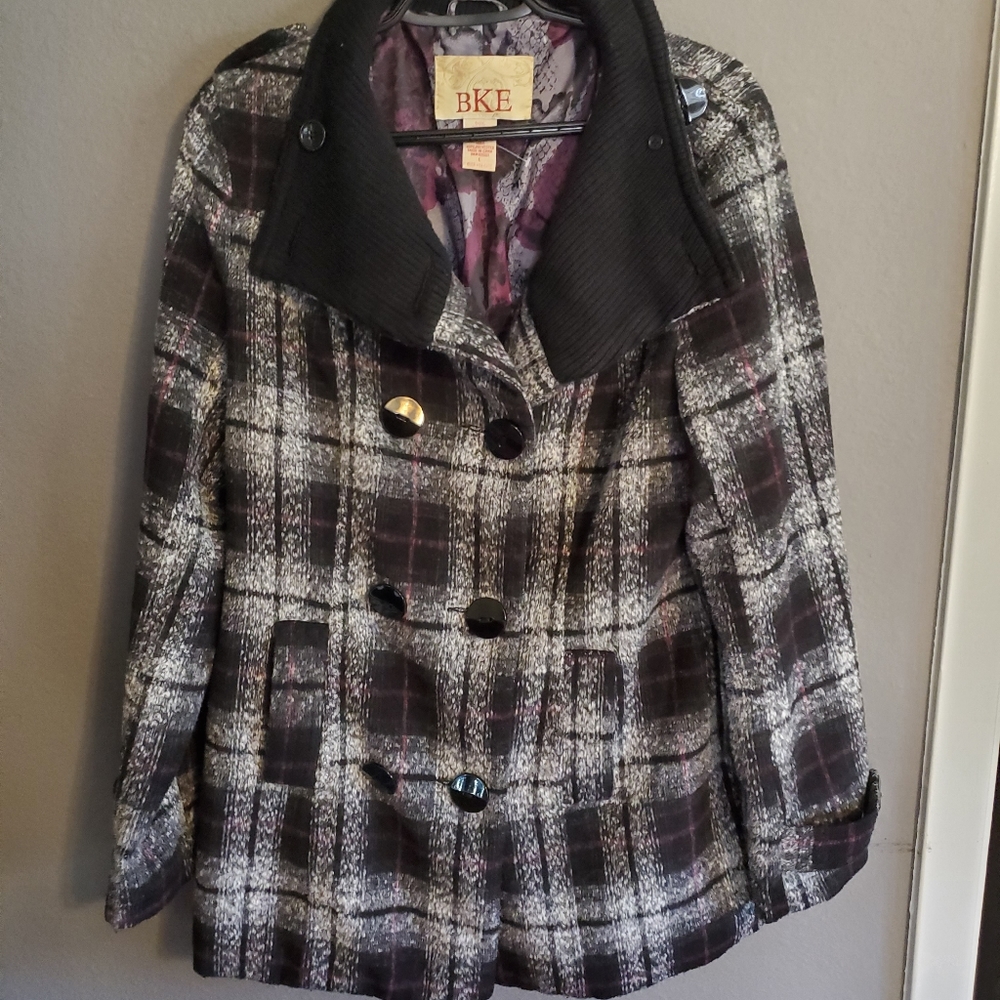 Plaid thick peacoat